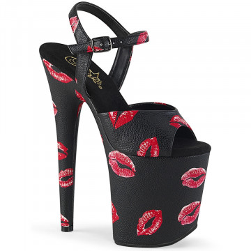 Pleaser FLAMINGO-809KISSES Blk Faux Leather/Blk Faux Leather