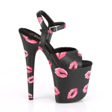 Pleaser FLAMINGO-809KISSES Blk Faux Leather/Blk Faux Leather