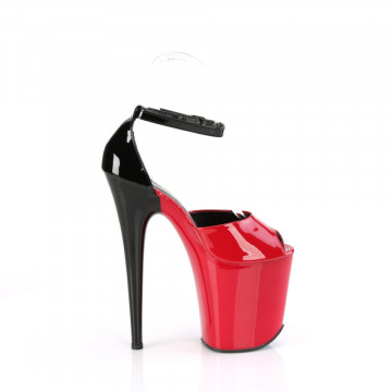 Pleaser FLAMINGO-868 Red-Blk Pat/Red-Blk