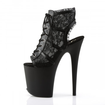 Pleaser FLAMINGO-896LC Blk Mesh-Lace/Blk Matte