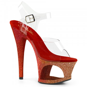 Pleaser MOON-708OMBRE Clr/Rose Gold-Red Ombre 7us 37eu