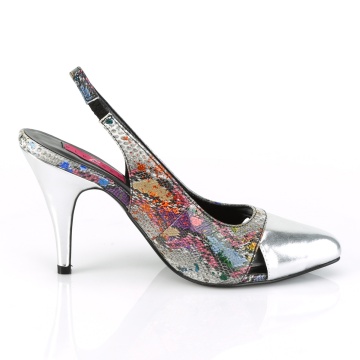 Pleaser Pink Label DREAM-405 Multi-Color Snake Print-Slv Metallic Pu