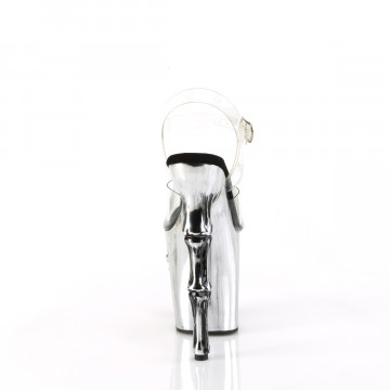 Pleaser RAPTURE-808-LT Clr/Satin Pewter Chrome