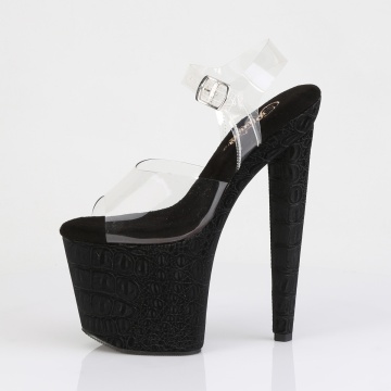 Pleaser RAZZLE-808WR Clr/Blk Reptile Print