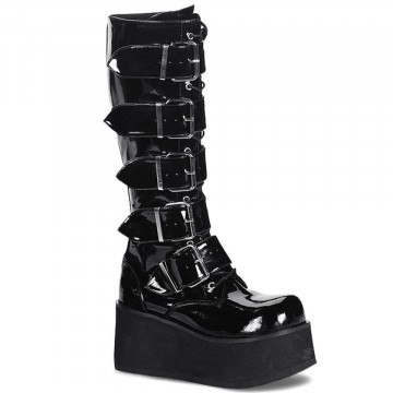 Stivali Goth Demonia Cult TRASHVILLE-518 Blk Pat - 8us 40eu