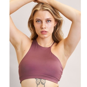 Amara Crop - Asymmetrical High Neck Crop Elderberry Subito