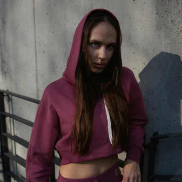 Bandurska Design - DUSKY ROSE Hoodie felpa corta tuta sportiva