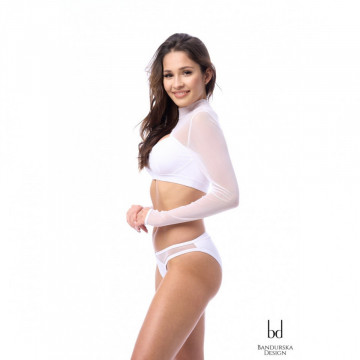 Bandurska Design LUMI - SET top con maniche + bottom Bianco