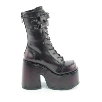 Demonia Cult CAMEL-250 Blk-Burgundy Rub-Off Vegan Leather - Img 4