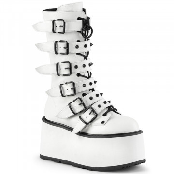 Demonia Cult DAMNED-225 Wht Vegan Leather