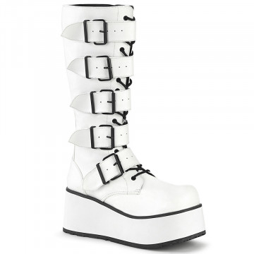 Demonia Cult TRASHVILLE-518 Wht Vegan Leather