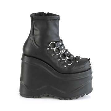 Demonia Cult WAVE-110 Blk Stretch Vegan Leather