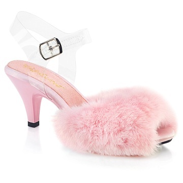 Fabulicious BELLE-308FUR B. Pink Faux Fur-Clr TPU/B.Pink