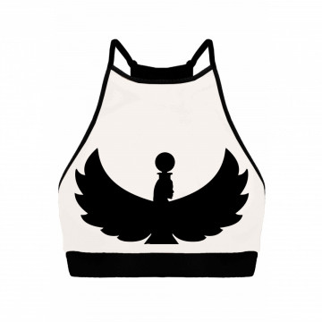 I S I S Goddess Halter Top - Black with White Mesh XS