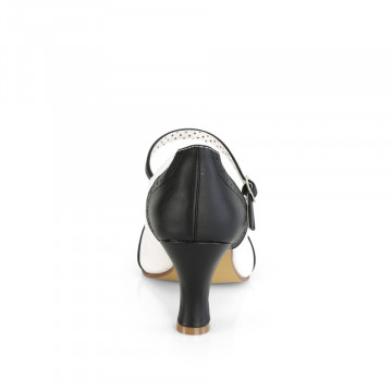Pin Up Couture FLAPPER-25 Blk-Wht Pu