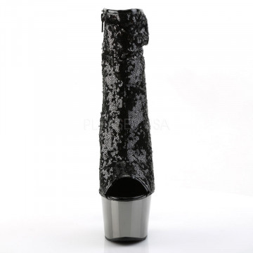 Pleaser ADORE-1008SQ Blk Sequins/Dark Pewter Chrome