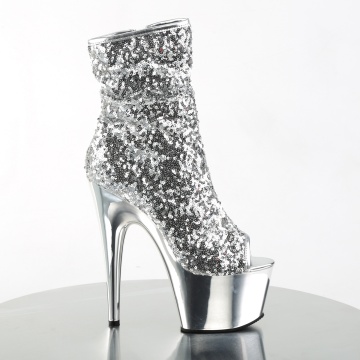 Pleaser ADORE-1008SQ Slv Sequins/Slv Chrome