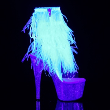 Pleaser ADORE-1017MFF Clr-Wht Marabou/Clr-Gltr