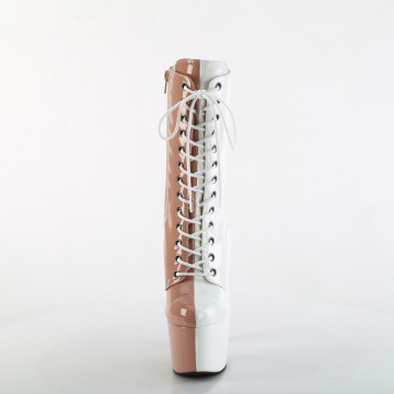 Pleaser ADORE-1040TT Blush-Wht Pat/Blush-Wht