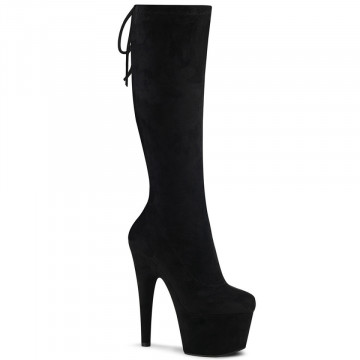Pleaser ADORE-2008 Blk Stretch Faux Suede/Blk Faux Suede