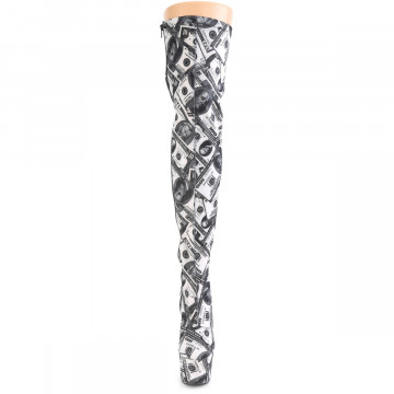 Pleaser ADORE-3000DP Wht-Blk Str. Fabric/Wht-Blk Fabric