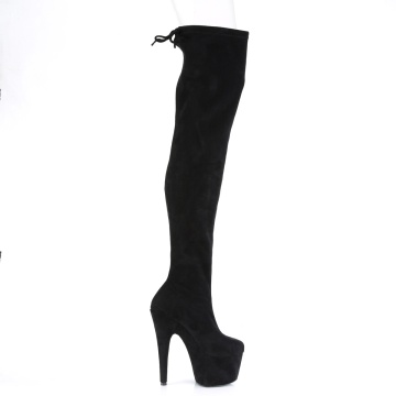 Pleaser ADORE-3008 Blk Stretch Faux Suede/Blk Faux Suede
