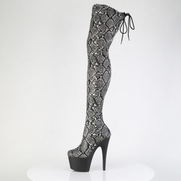 Pleaser ADORE-3008SP-BT Grey-Blk Snake Print/Blk Matte