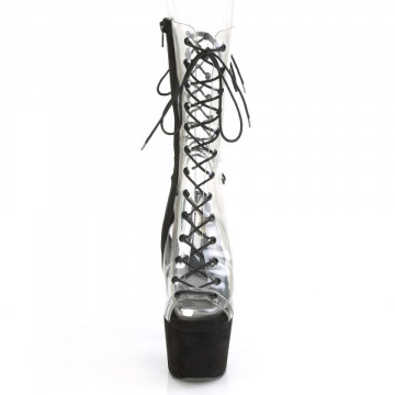 Pleaser ADORE-700-60FS Clr/Blk Faux Suede
