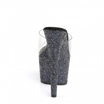 Pleaser ADORE-701LG Clr/Blk Holo Glitter