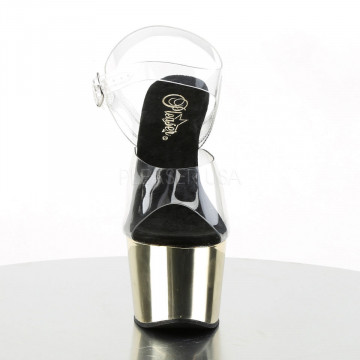 Pleaser ADORE-708 Clr/Gold Chrome