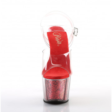 Pleaser ADORE-708G Clr/Red Glitter Inserts