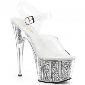 Pleaser ADORE-708G Clr/Silver Multi Glitter Inserts