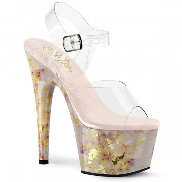 Pleaser ADORE-708MB Clr/Blush-Gold Marble