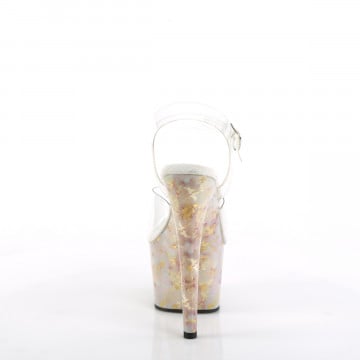 Pleaser ADORE-708MB Clr/Blush-Gold Marble