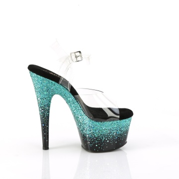 Pleaser ADORE-708SS Clr/Blk-Turquoise Multi Glitter