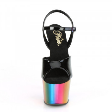 Pleaser ADORE-709RC Blk Pat/Rainbow Chrome