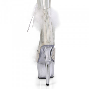Pleaser ADORE-724F Clr-Wht Fur/Wht Fur