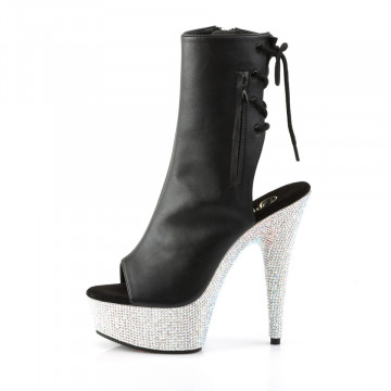 Pleaser BEJEWELED-1018DM-6 Blk Faux Leather/Slv Multi RS