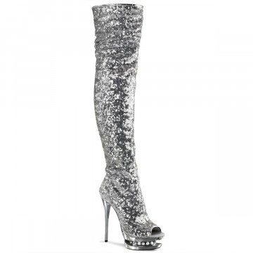 Pleaser BLONDIE-R-3011 Slv Sequins/Slv Chrome