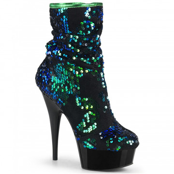 Pleaser DELIGHT-1004 Green Iridescent Sequins/Blk