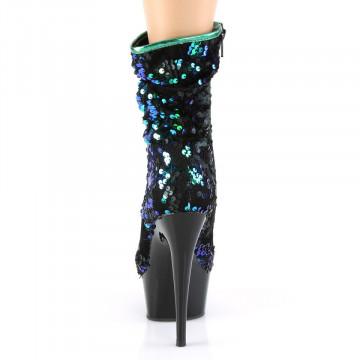 Pleaser DELIGHT-1004 Green Iridescent Sequins/Blk