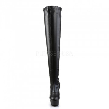 Pleaser DELIGHT-3000 Blk Str Faux Leather/Blk Matte