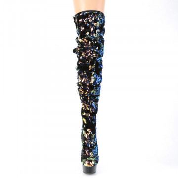 Pleaser DELIGHT-3004 Blue Iridescent Sequins/Blk