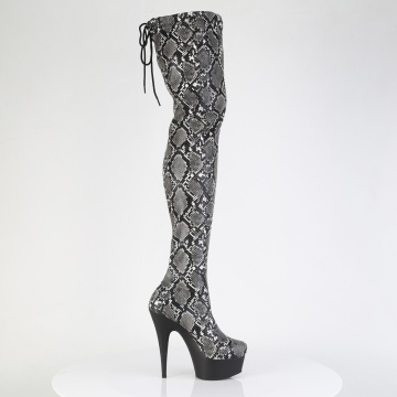 Pleaser DELIGHT-3008SP-BT Grey-Blk Snake Print/Blk Matte