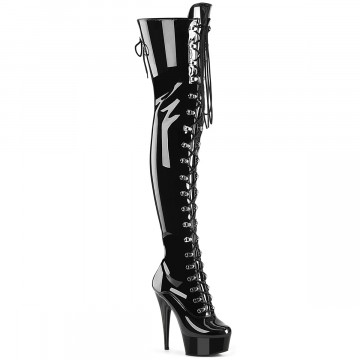 Pleaser DELIGHT-3022 Blk Str Pat/Blk