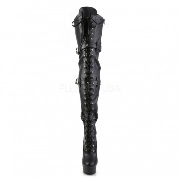 Pleaser DELIGHT-3028 Blk Str Faux Leather/Blk Matte
