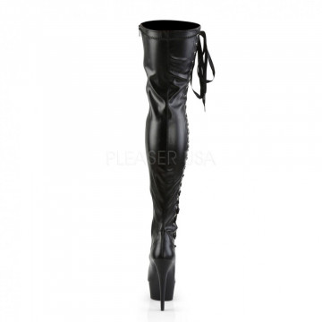 Pleaser DELIGHT-3050 Blk Str Faux Leather/Blk Matte