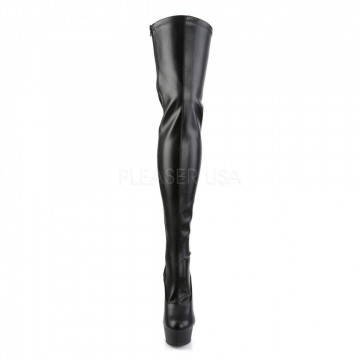 Pleaser DELIGHT-3063 Blk Str Faux Leather/Blk