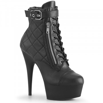 Pleaser DELIGHT-600-05 Blk Faux Leather/Blk Matte