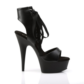 Pleaser DELIGHT-600-14 Blk Faux Leather/ Blk